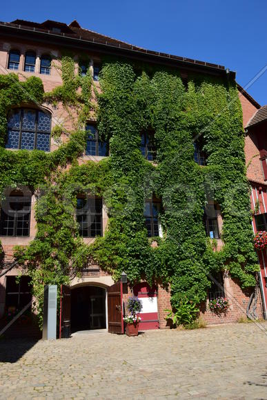 Германия, Нюрнберг - Имперская крепость, старинные жилые дома в плюще 