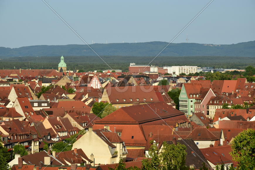 Германия - город Бамберг. Панорамный вид на город 