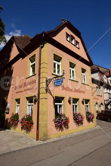 Исторический город Ротенбург в Баварии. Жилые дома 