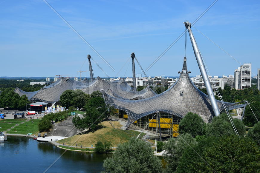 Германия, Мюнхен. Панорамный вид олимпийский стадион 