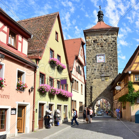Исторический город Ротенбург в Баварии. Жилые дома 