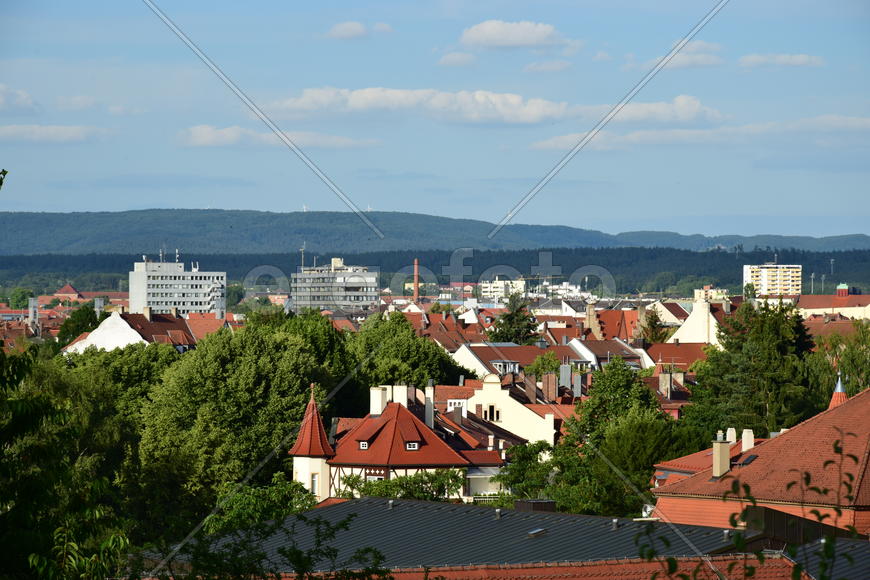 Германия - город Бамберг. Панорамный вид на город 