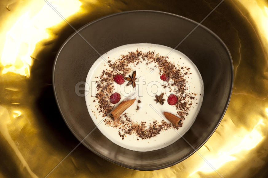 Dish with white dessert