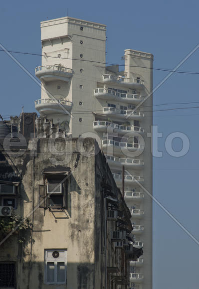 New and old white house in the center of Mumbai