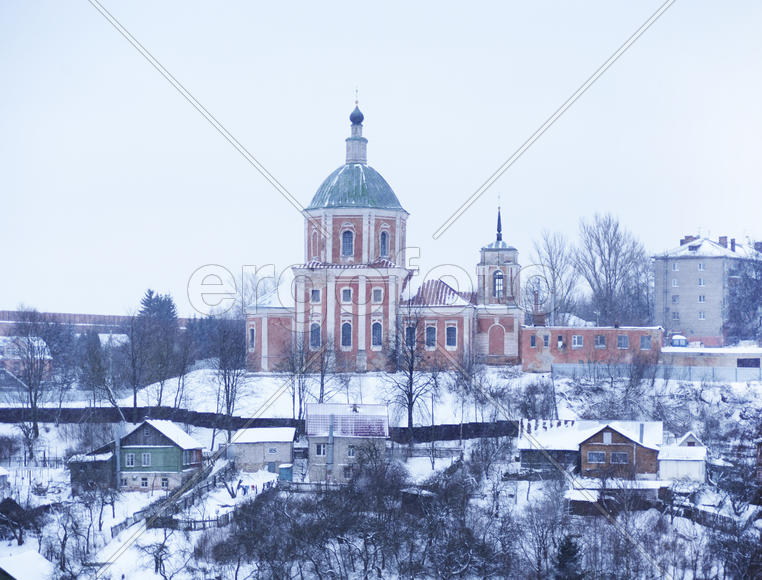 View of Trinity Monastery in Smolensk winter