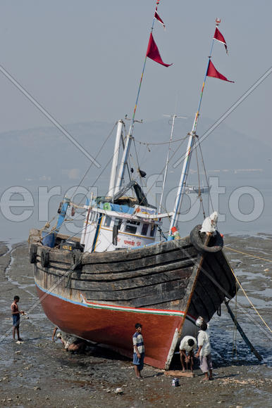 Fishermen painted barges on Elephant Island
