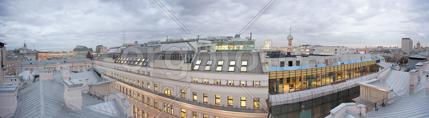 View over the roofs and the old Moscow office center