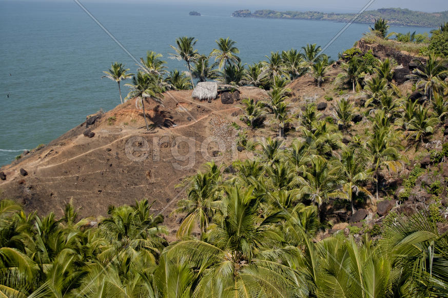 View of the ocean from the high bank in the state of Goa