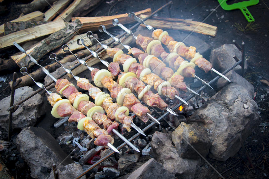 Приготовление шашлыков на природе