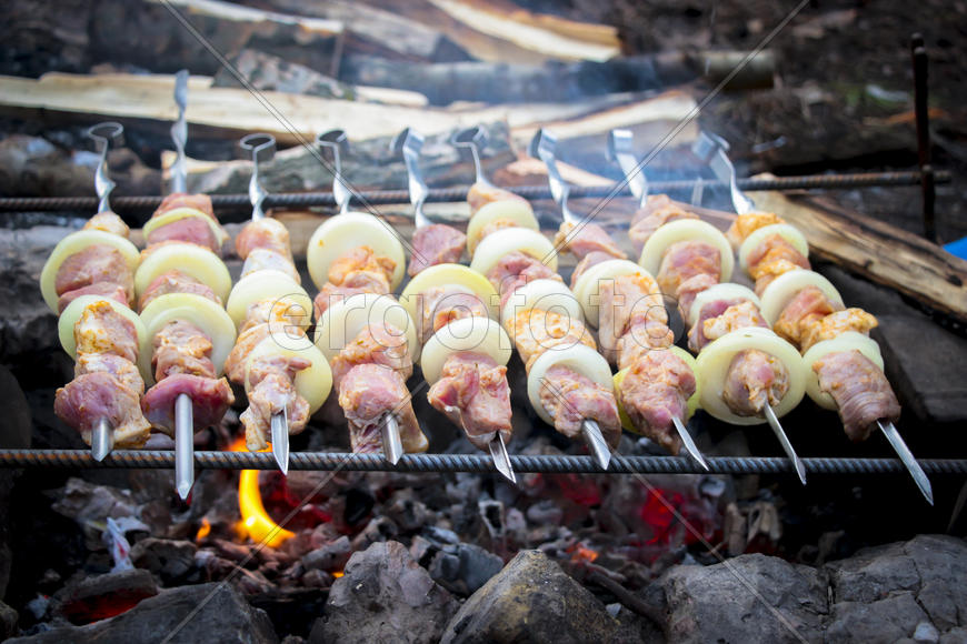 Приготовление шашлыков на природе