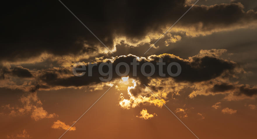 Sunset for gloomy clouds