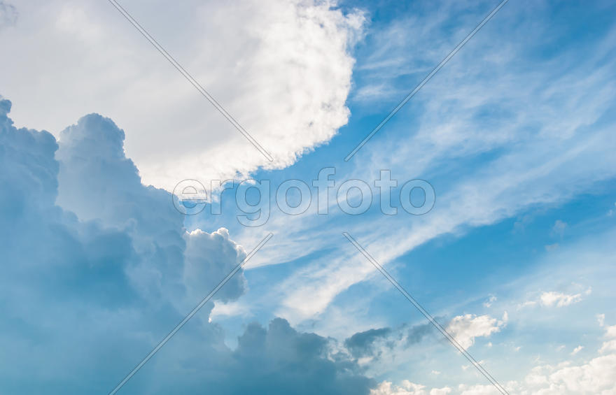 Blue sky and various cloud formations