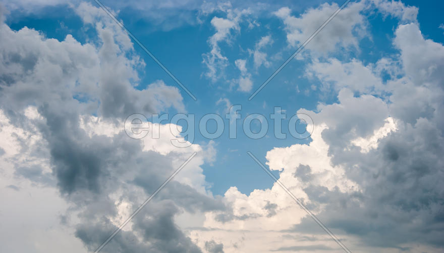 Blue sky and various cloud formations