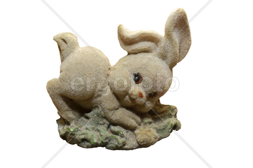 Маленькие детские игрушки крупным планом. Серый кролик 