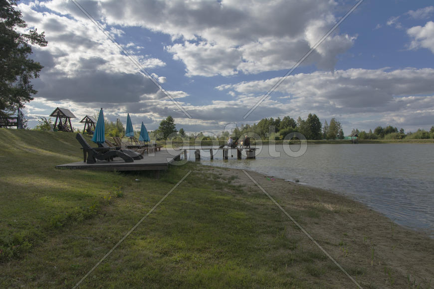 The bridge for recreation and fishing on a private lake.