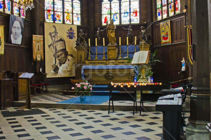 The interior of the church. The mosaics and frescoes, architectural decoration of marble, mosaic and