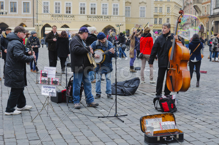 Street musicians. Jazz Orchestra on the streets