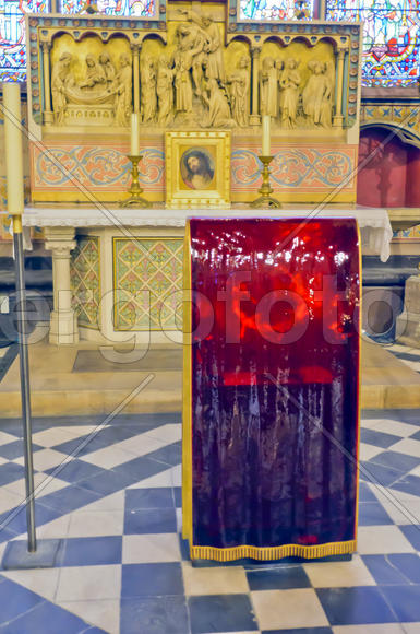 The interior of the church. The mosaics and frescoes, architectural decoration of marble, mosaic and