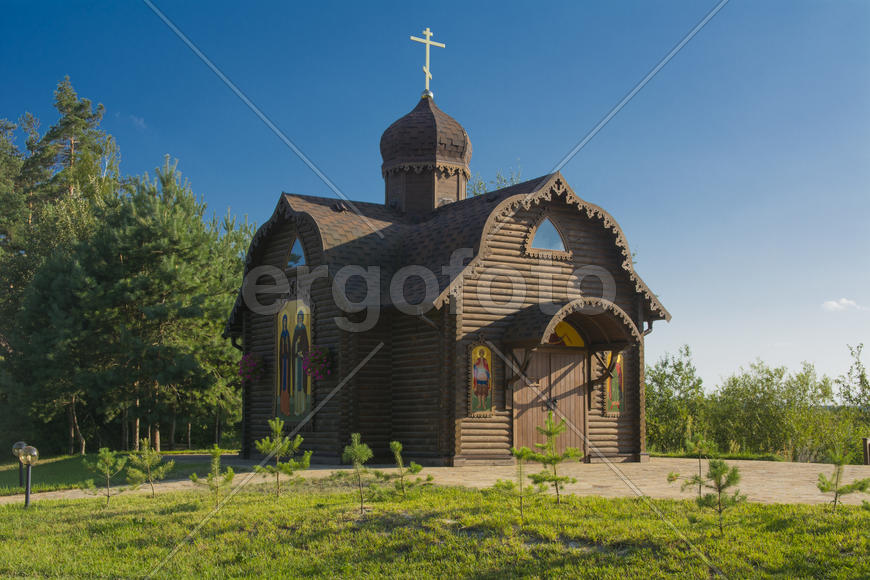 The wooden church on the outskirts of the village