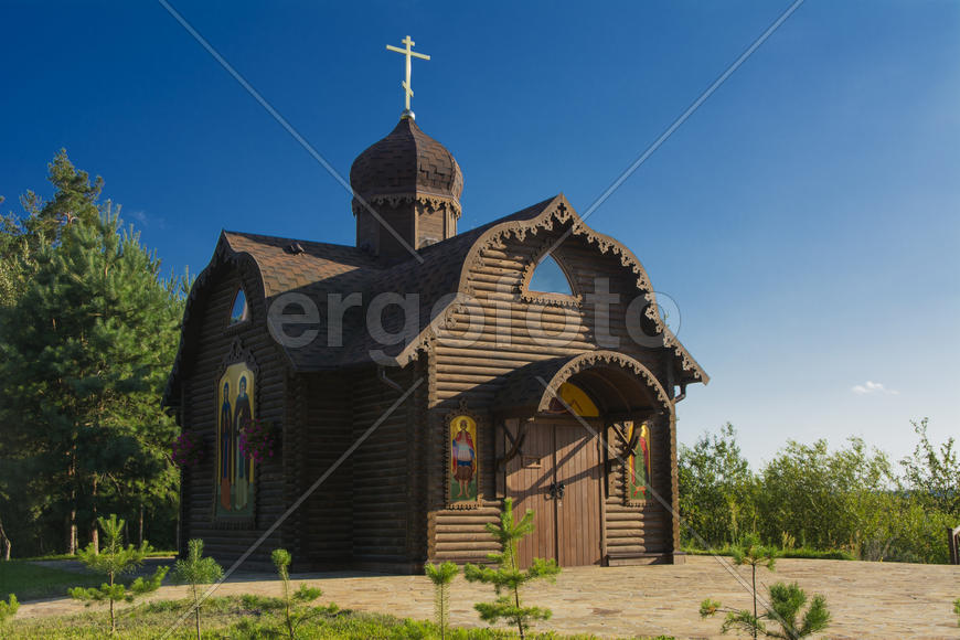 The wooden church on the outskirts of the village