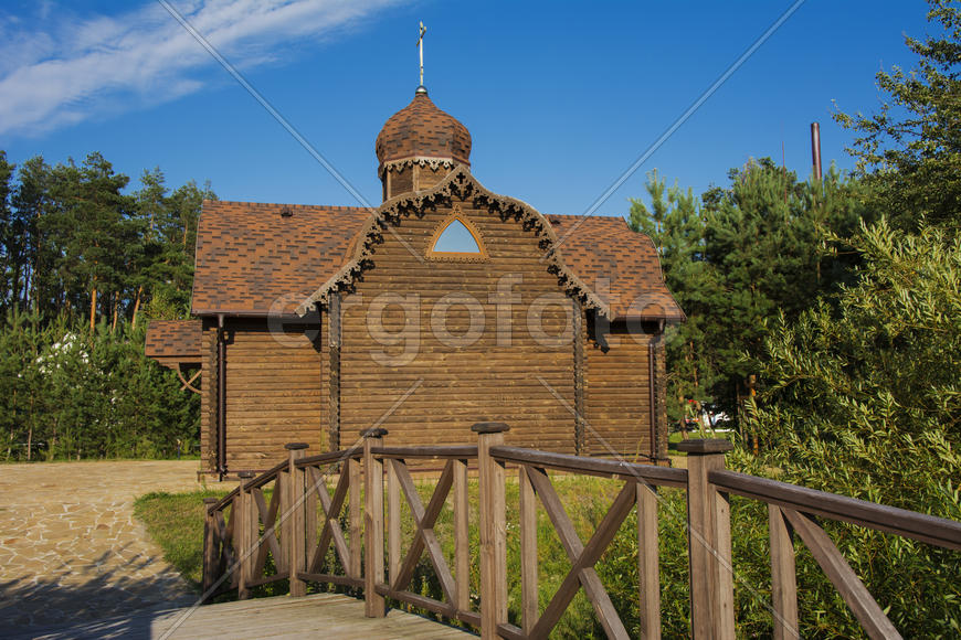 The wooden church on the outskirts of the village