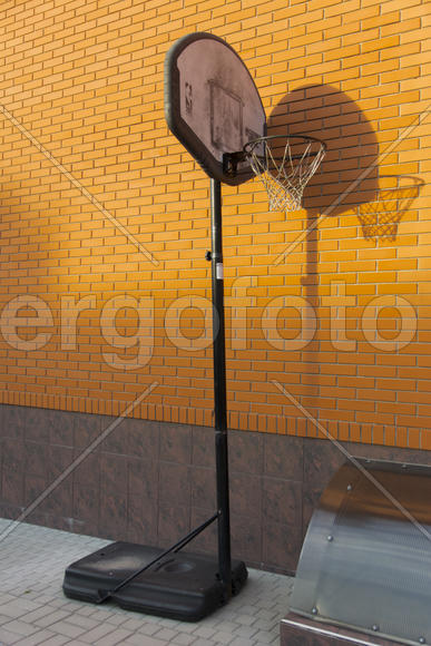 Basketball hoop in the yard of a private house