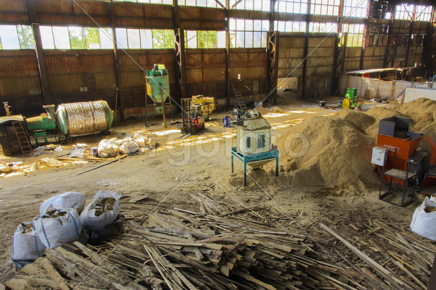Old ruined and abandoned factory in the industrial zone