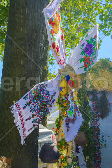Skilled handicrafts. Fruits and vegetables at the fair