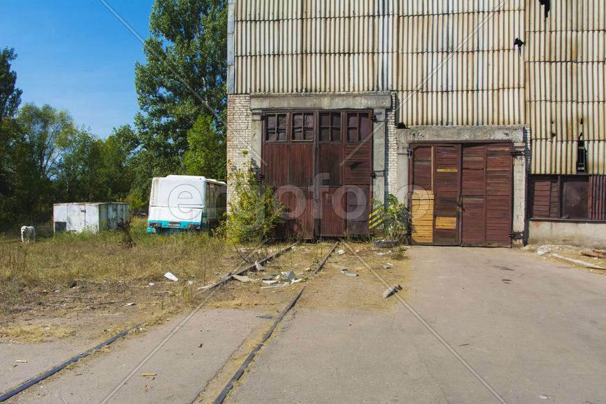 Old ruined and abandoned factory in the industrial zone