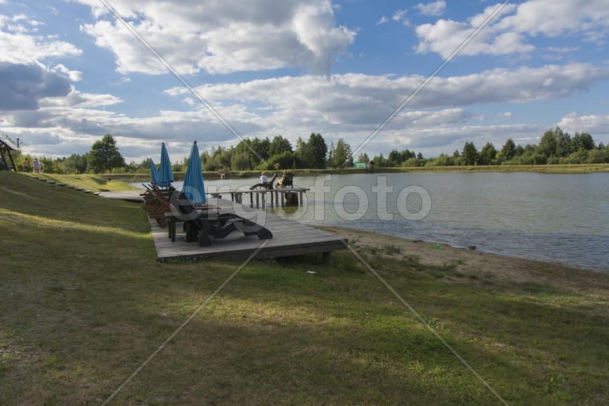 The bridge for recreation and fishing on a private lake.