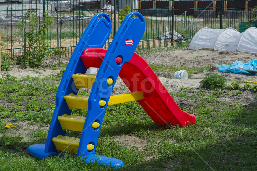 Children's slide in the yard of a private house.