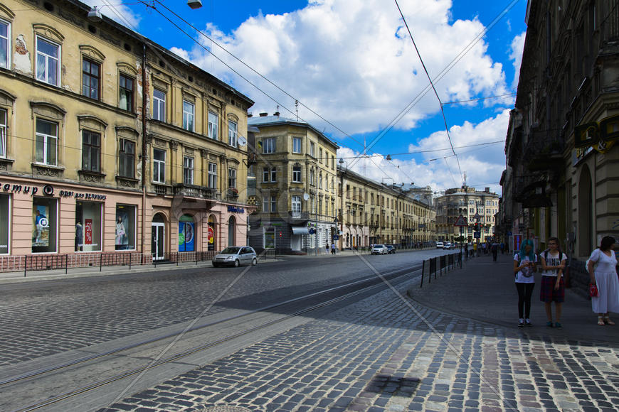 Urban landscape. Cobblestones on the pavement of the city