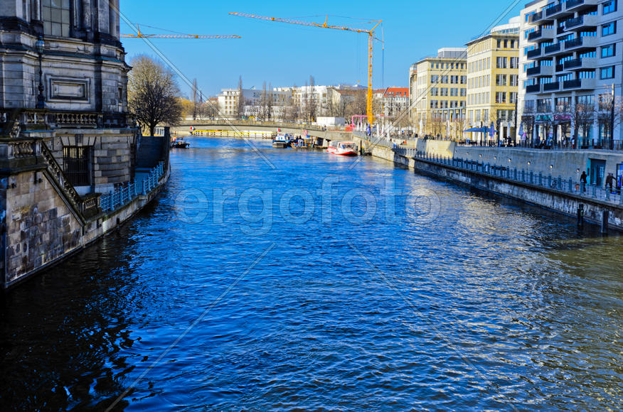 Residential area of the city on the banks of the river