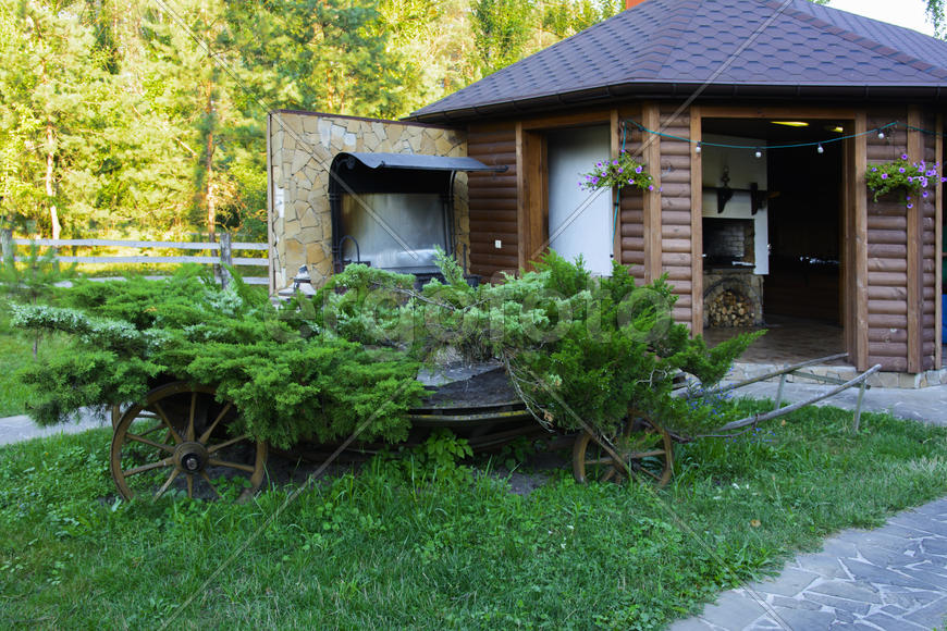 Barbecue near the wall of a private house