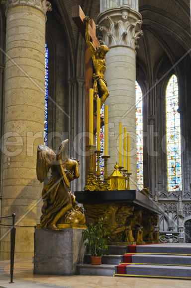 The interior of the church. The mosaics and frescoes, architectural decoration of marble, mosaic and