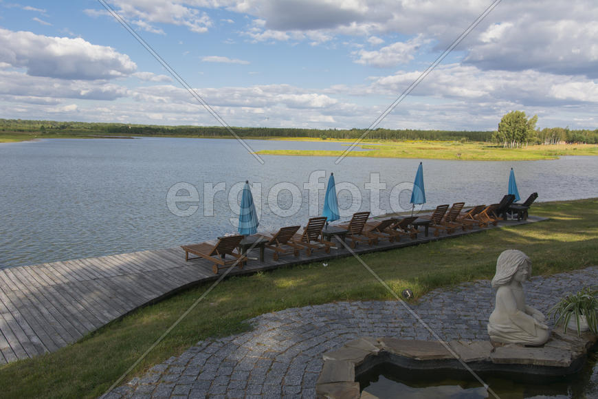 The bridge for recreation and fishing on a private lake.