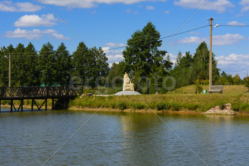 Island with a bridge on a private lake