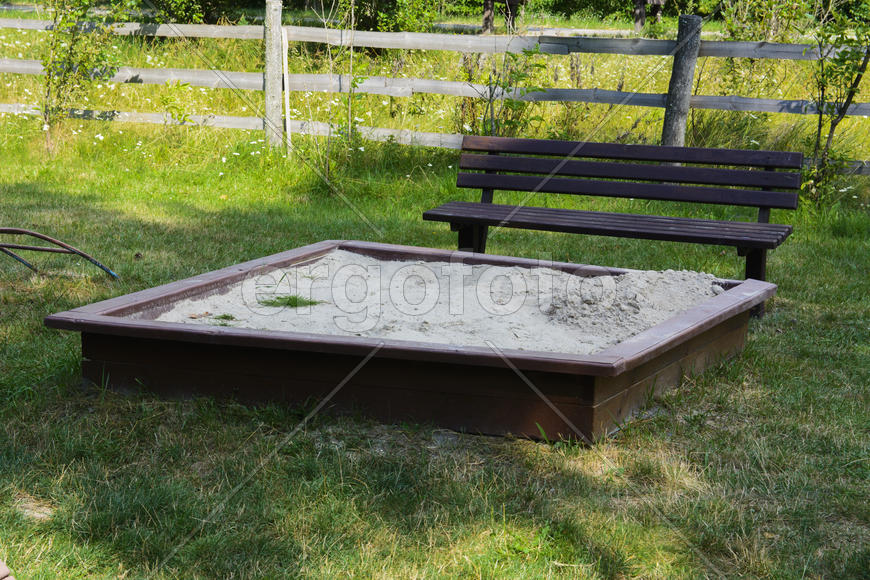 Children's sandpit in the yard of a private house