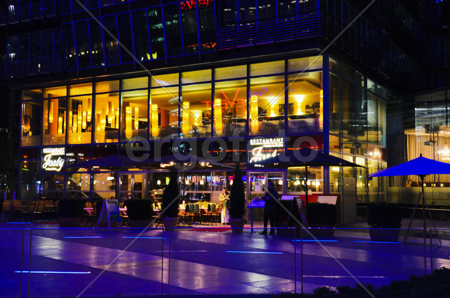 Night city. almost no one in the streets, quiet, calm. Night city attracts the bright lights