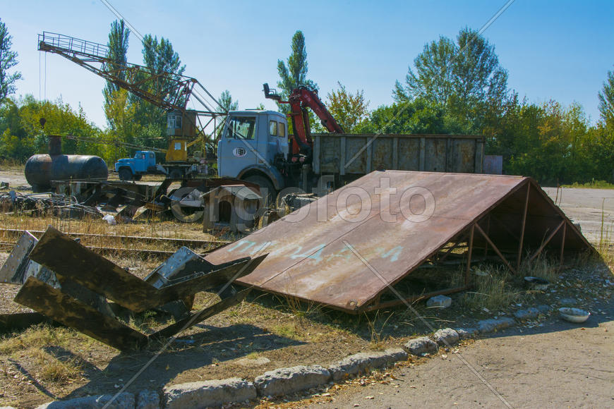 Old ruined and abandoned factory in the industrial zone