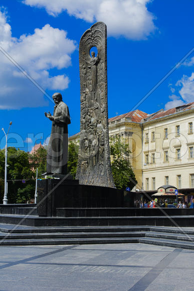 Monument to Taras Shevchenko on the avenue of freedom in the city of Lviv