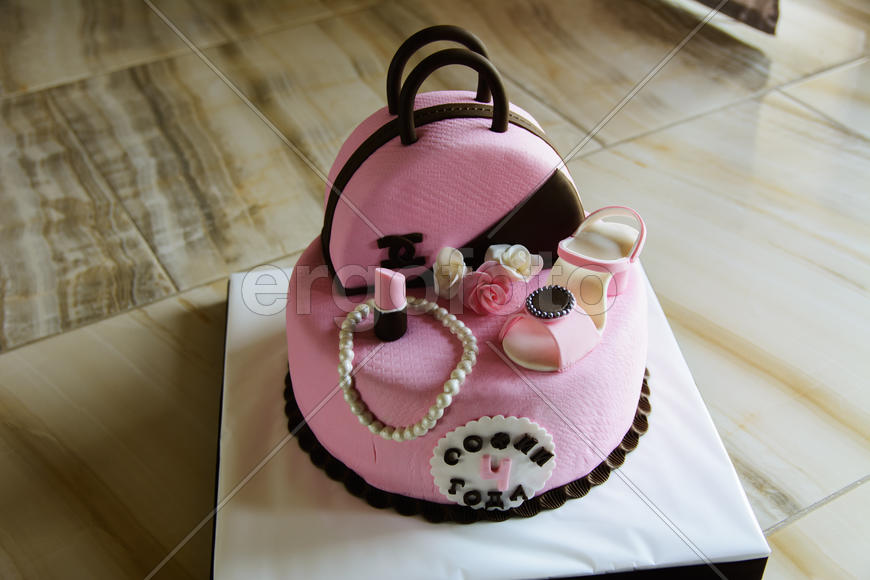 Exclusive cake at a birthday party for a child. Original decoration.