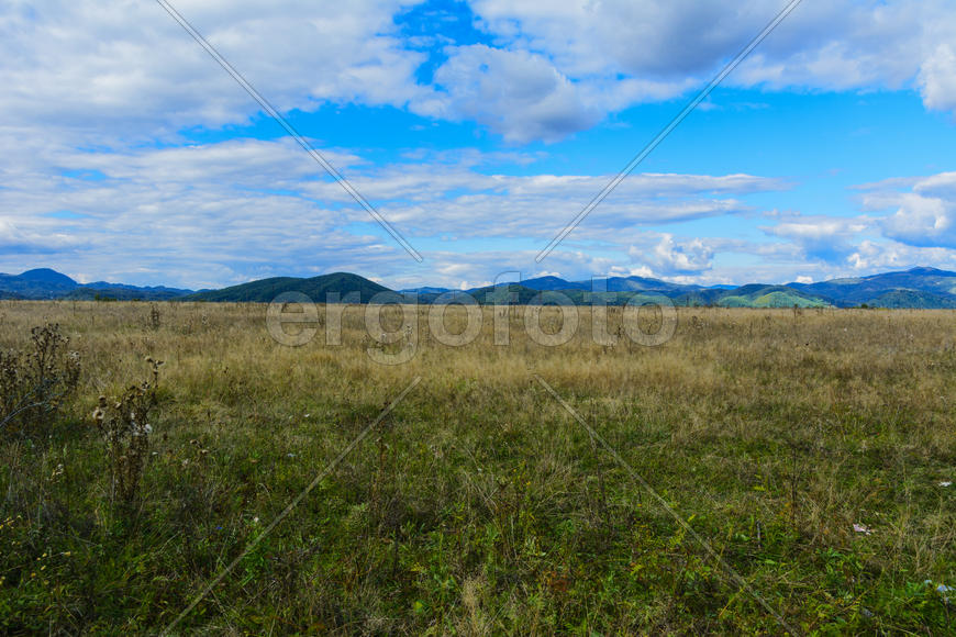 Пейзаж полей и гор в Западной Украине