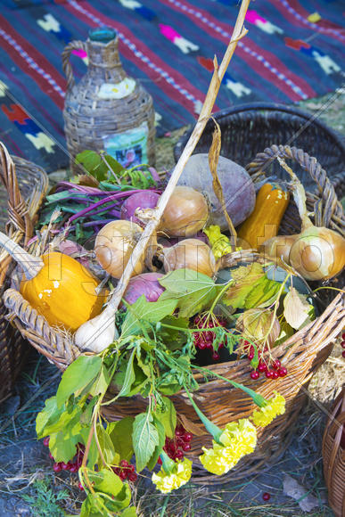 Skilled handicrafts. Fruits and vegetables at the fair