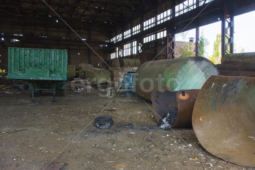 Old ruined and abandoned factory in the industrial zone