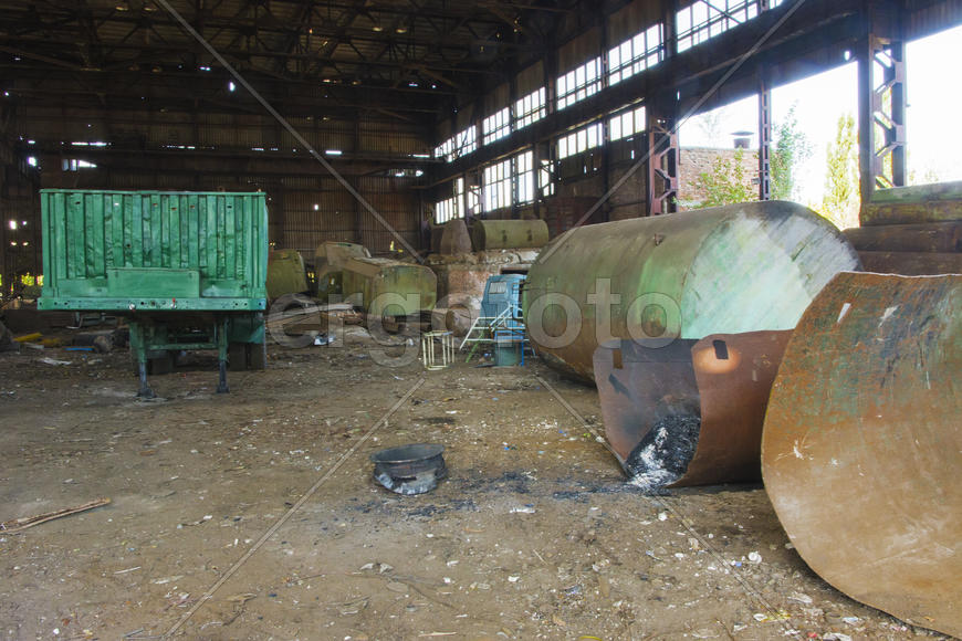 Old ruined and abandoned factory in the industrial zone