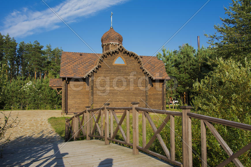 The wooden church on the outskirts of the village