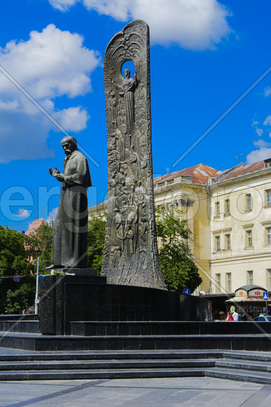 Monument to Taras Shevchenko on the avenue of freedom in the city of Lviv