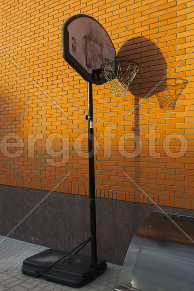 Basketball hoop in the yard of a private house