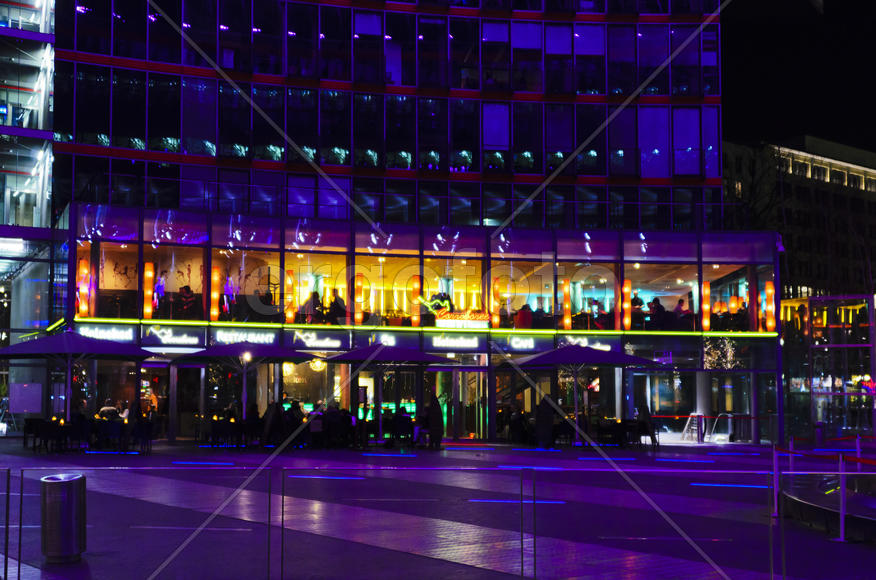 Night city. almost no one in the streets, quiet, calm. Night city attracts the bright lights